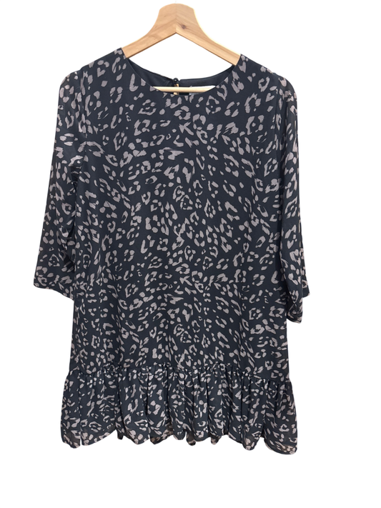 Apricot Kleid M schwarz braun mit Leopardenmuster in Grau