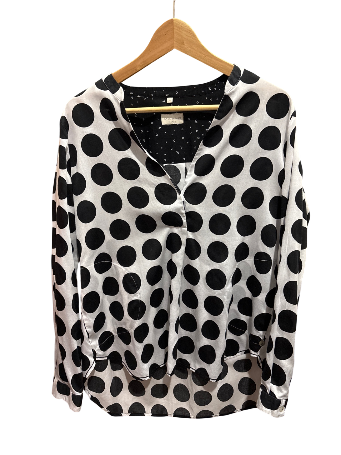 Milano Bluse S/M Weiß mit schwarzen Punkten