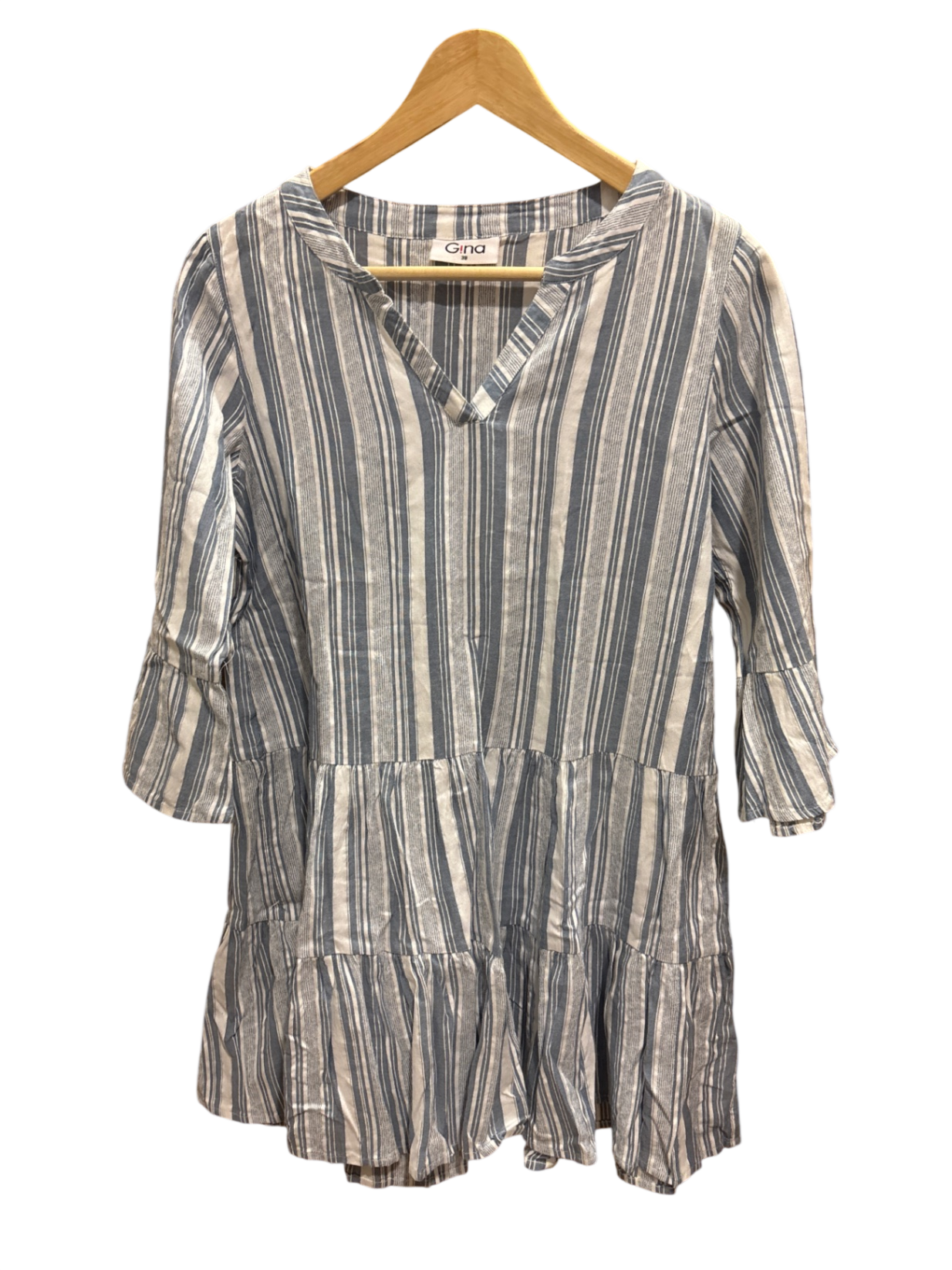 Gina Bluse M Blau, Weiß Streifen