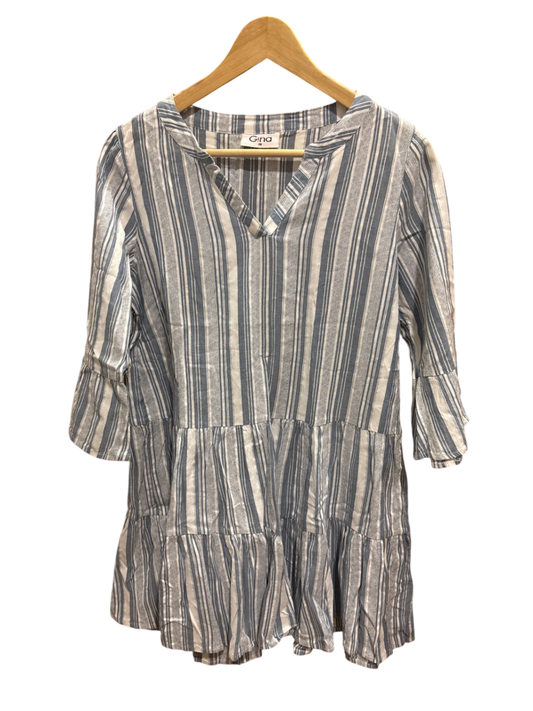 Gina Bluse M Blau, Weiß Streifen