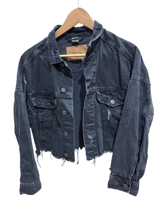 H&M Jeansjacke S Overdsize Schwarz