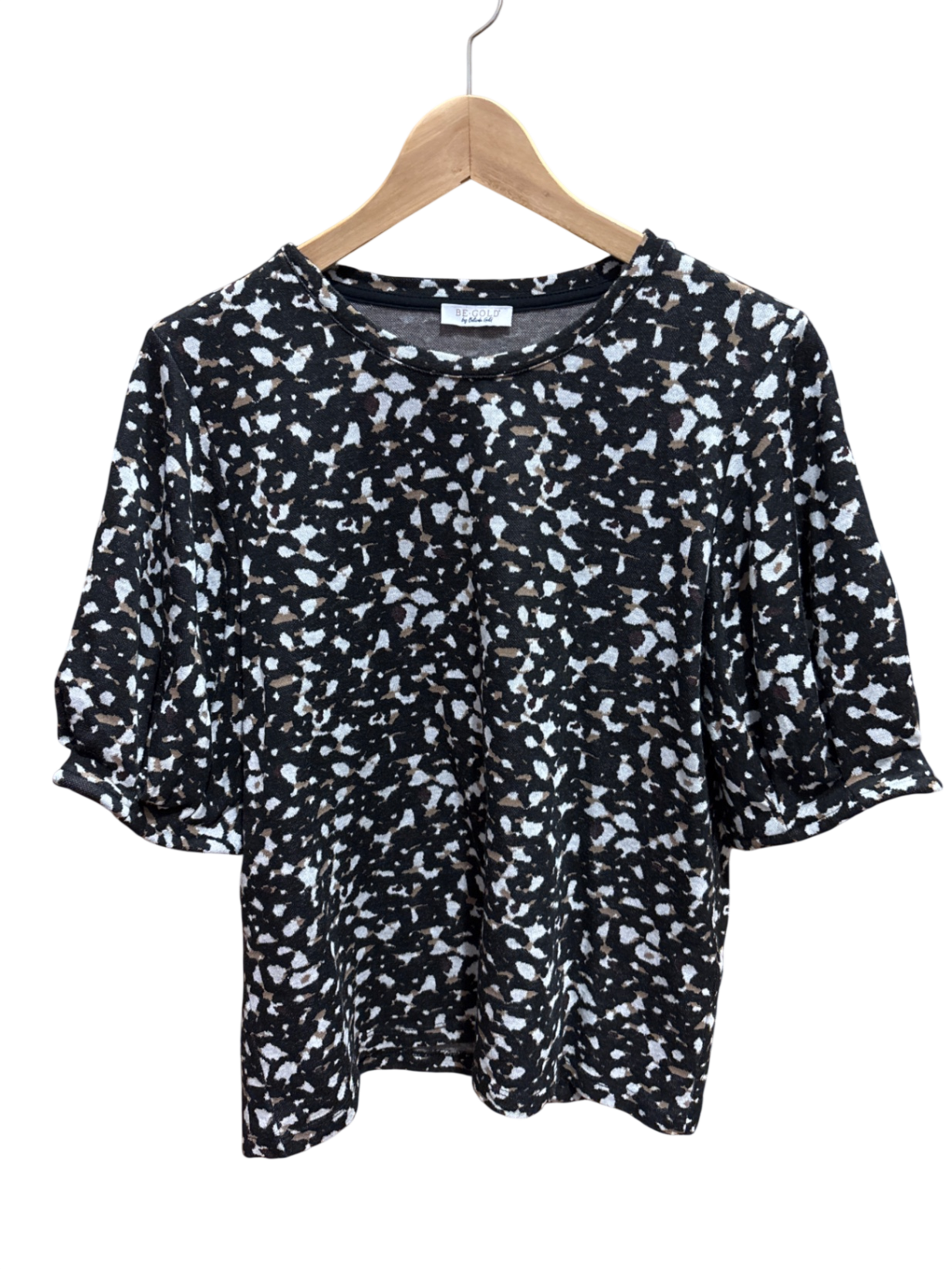 Pulli M Schwarz, Weiß, Braun Muster