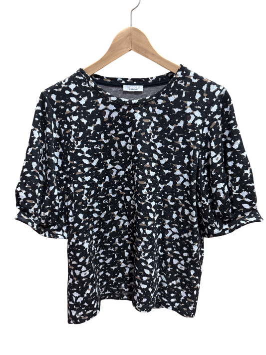 Pulli M Schwarz, Weiß, Braun Muster