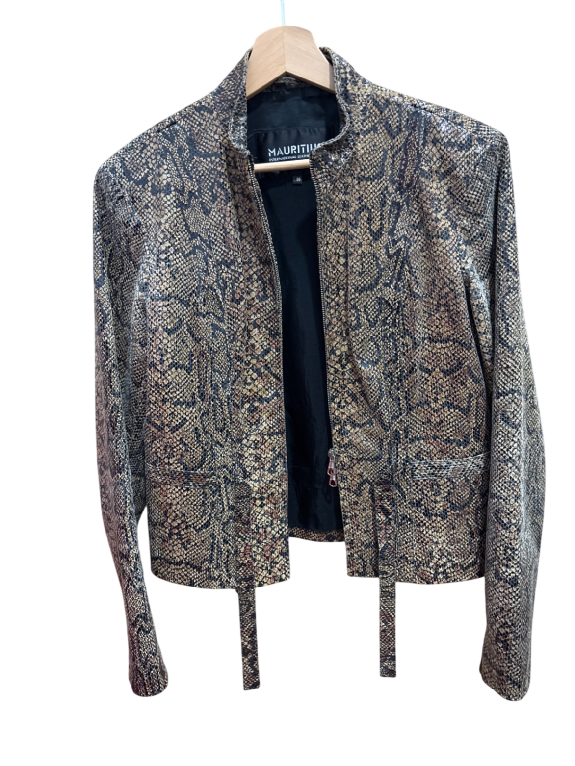 Lederjacke M Beige und Schwarz