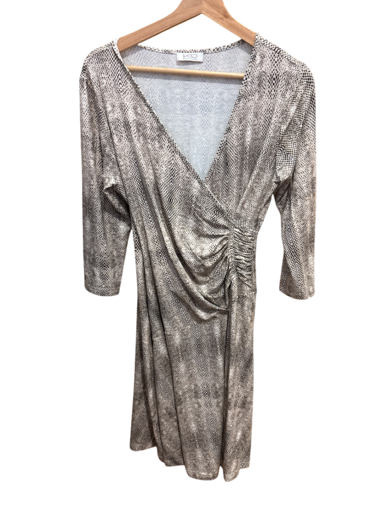 Kleid M Beige und Schwarz Animalprint