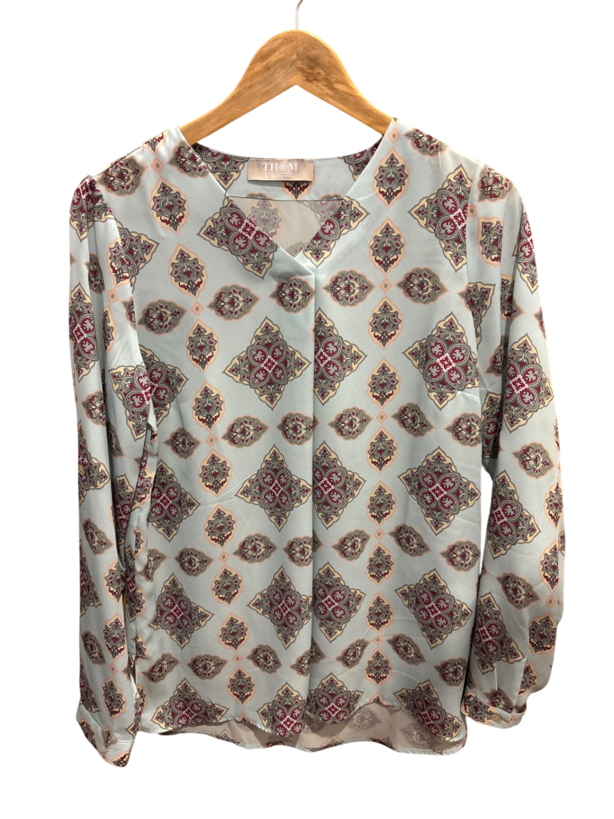 Thomas Rath Bluse S Hellblau Muster