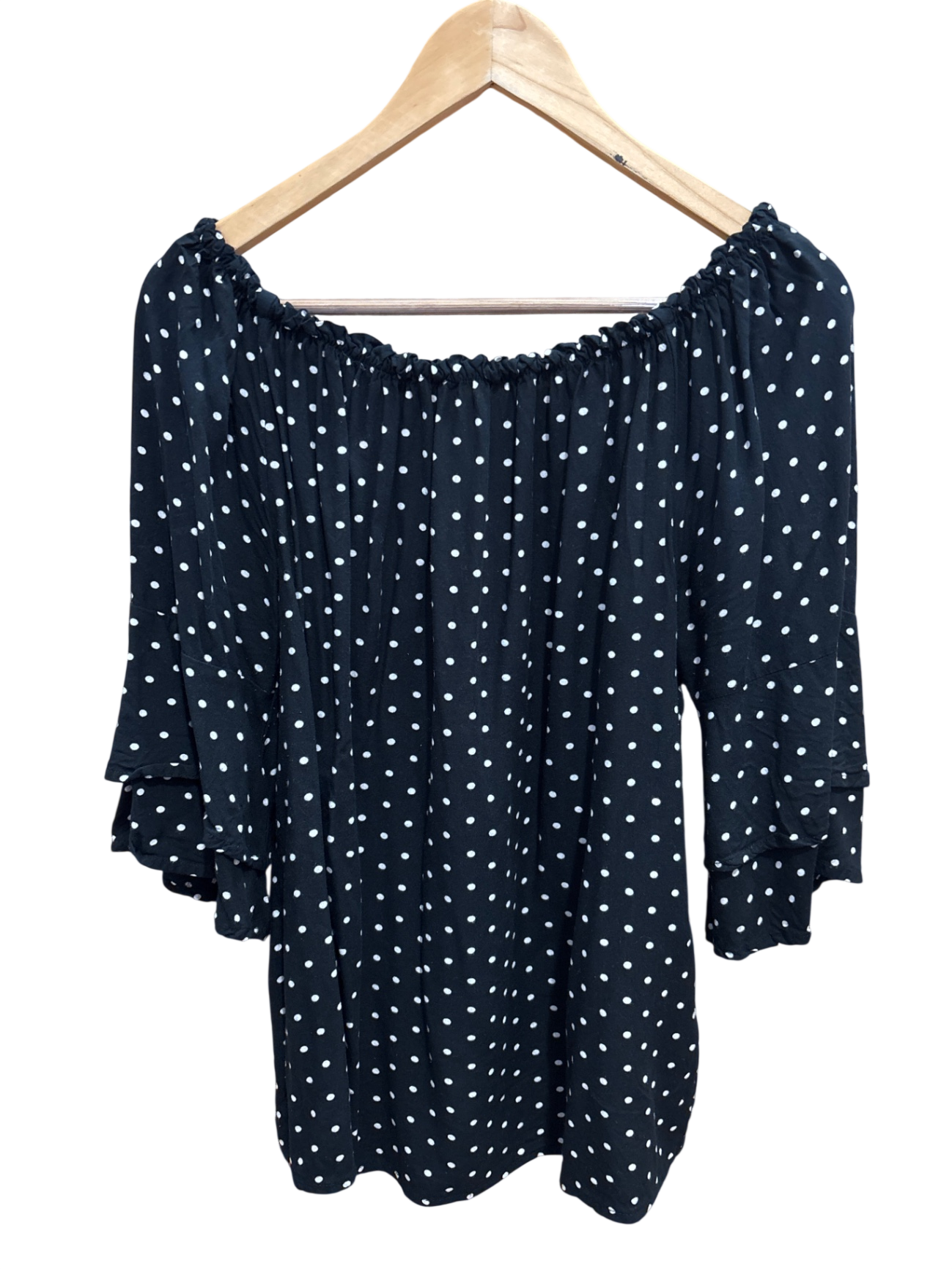 Lascana Bluse M Schwarz mit weißen Punkten