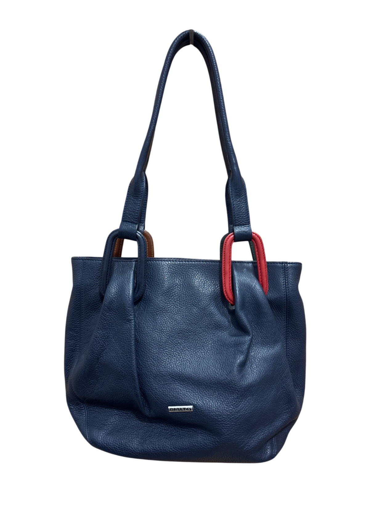 Leder Tasche Blau mit bunten Details