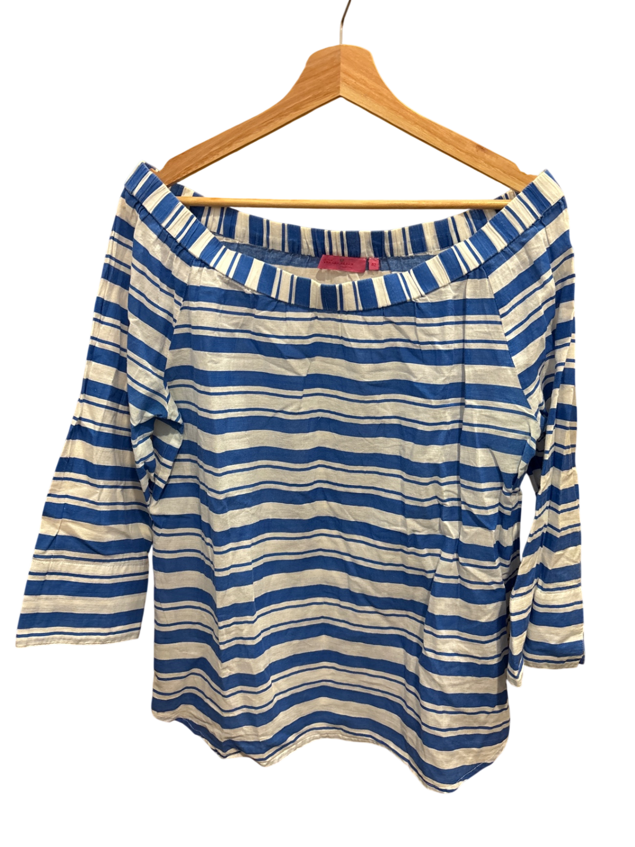 Offshoulder Bluse M Blau und Weiß Streifen