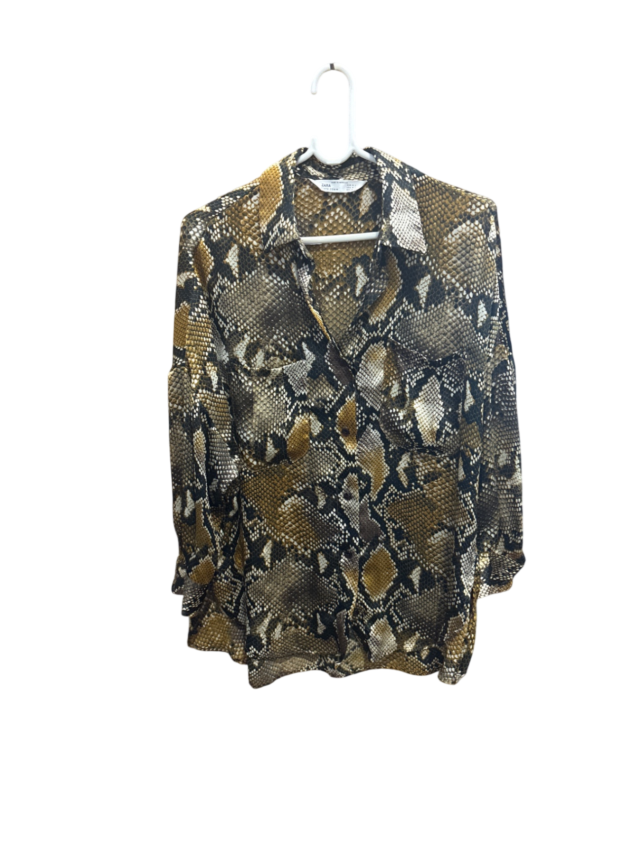 ZARA Bluse M Mehrfarbig (Braun, Schwarz, Creme)