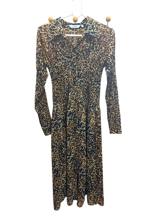 A. J. BressStockholm Atelier Kleid M Mehrfarbig (Leopardenmuster in Braun, Schwarz, Beigetönen)