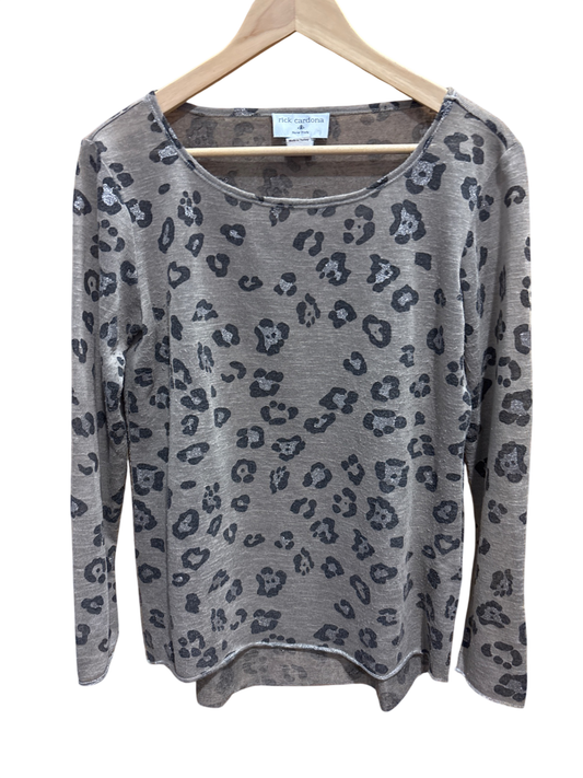 Rick Cardona Pulli M Grau mit schwarzem Leopardenmuster