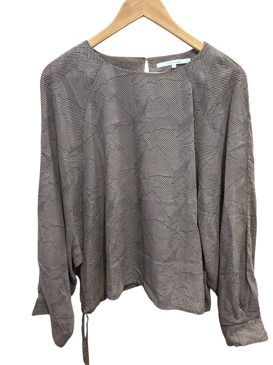 Yaya Bluse L Beige mit Schwarz