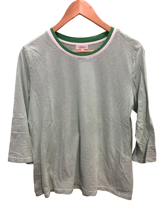s.Oliver Shirt L Weiß, Grün, Streifen