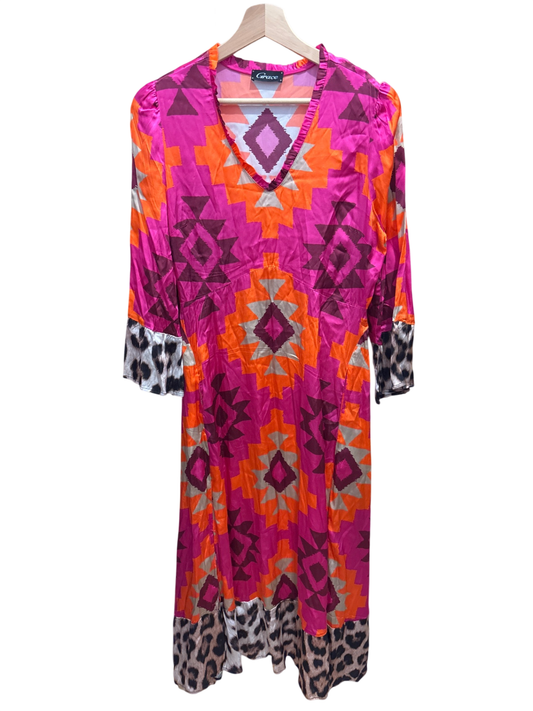 Grace Kleid M Bunt (Pink, Orange, Beige, Schwarz)