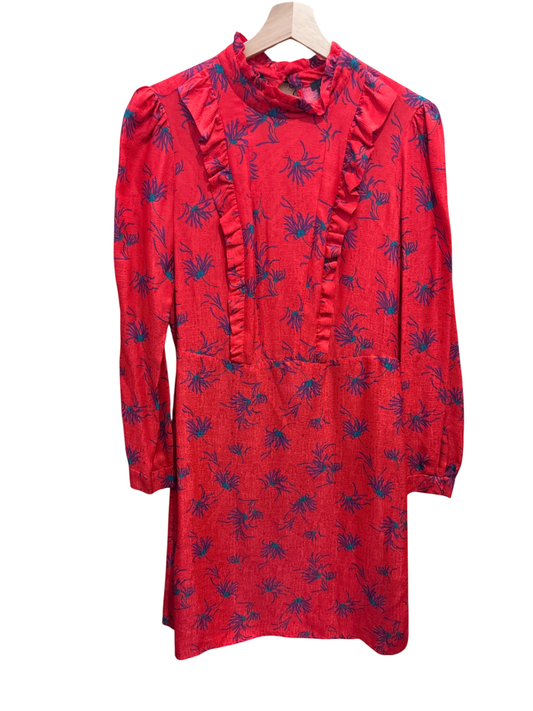 SET Kleid M Rot Muster