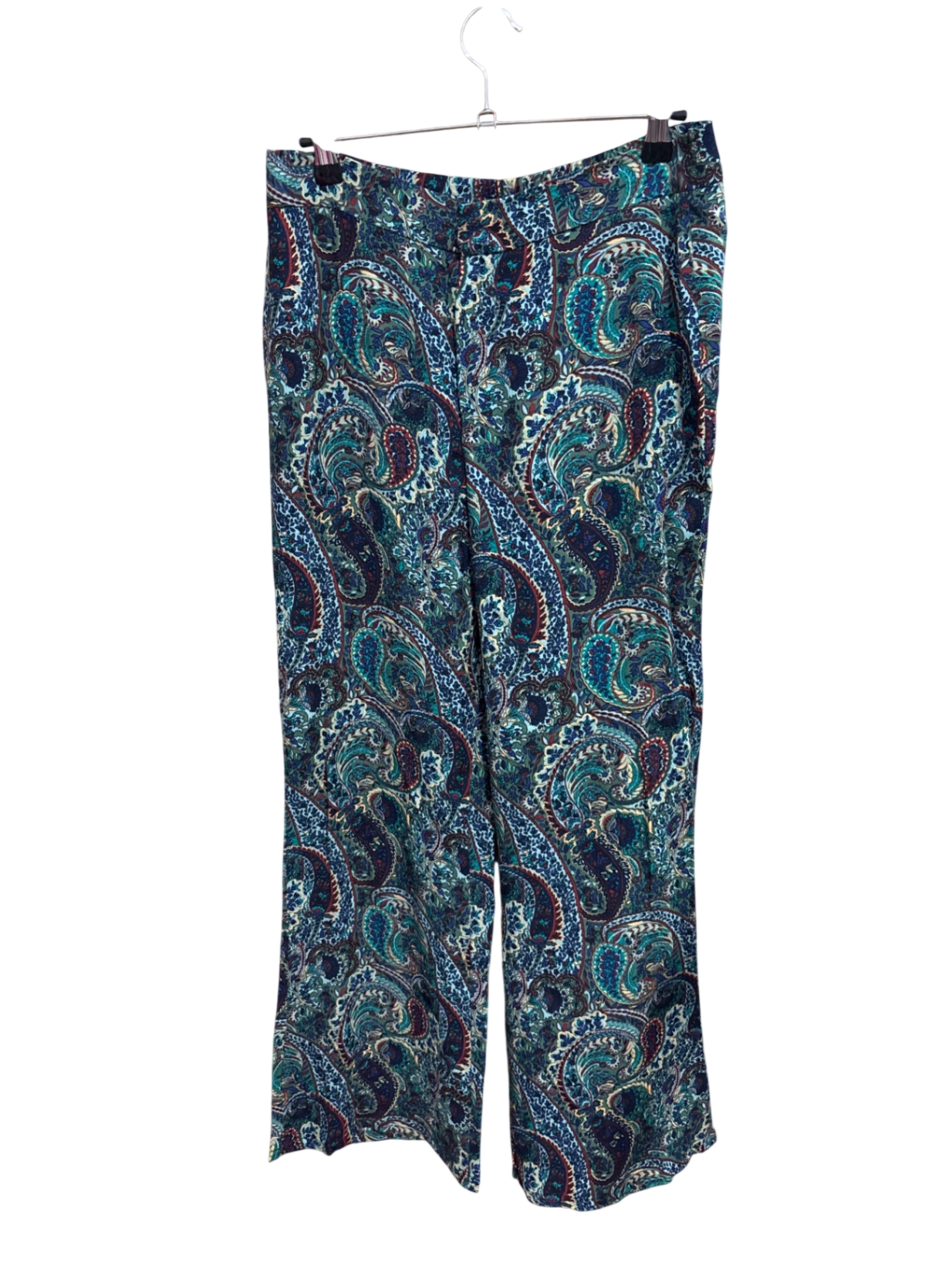 Hose Bunt mit einem paisleymuster in Blau, Grün, Rot und Creme S - Zara