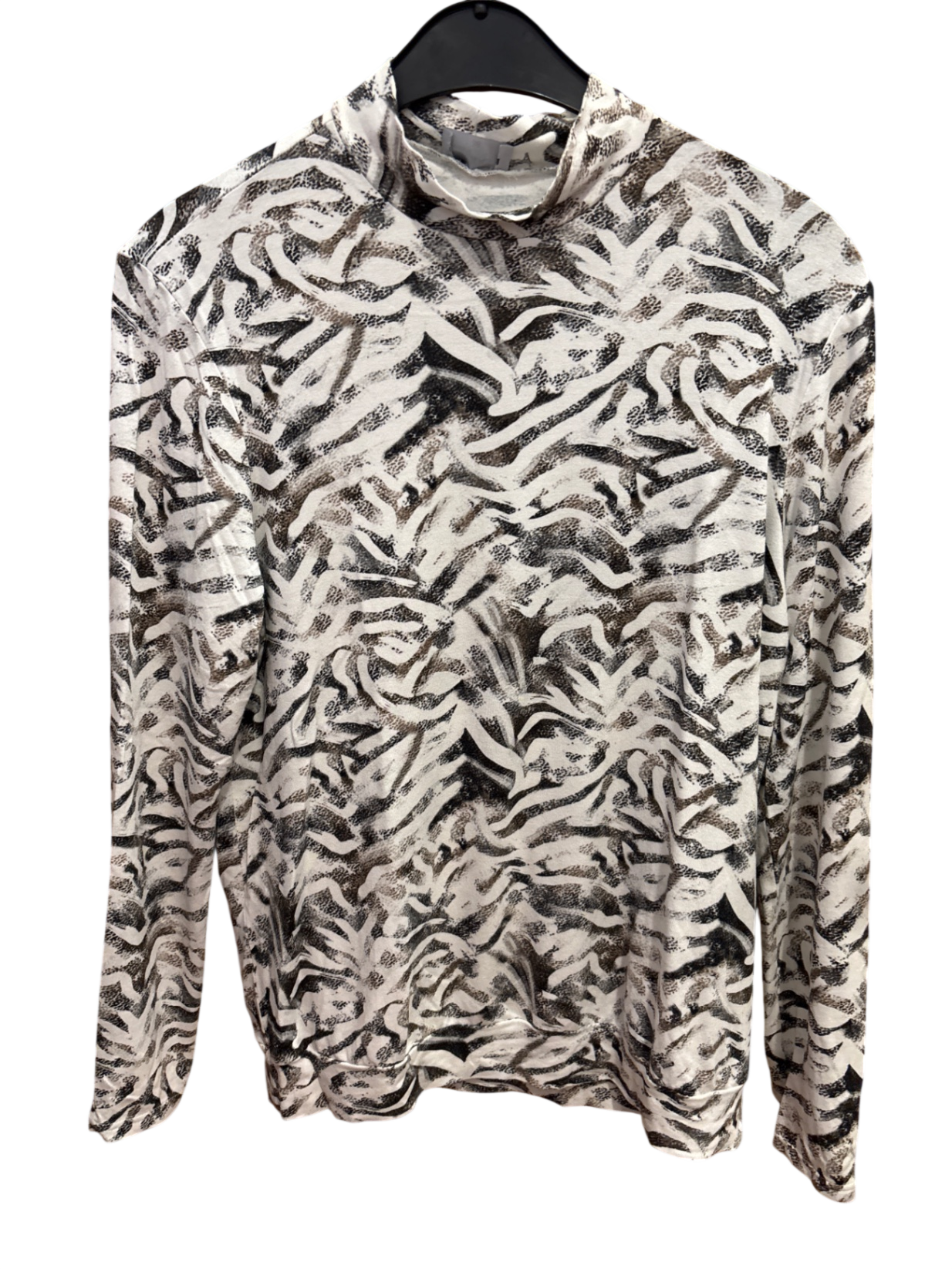 Shirt Weiß Braun und Schwarz Muster M - seidel