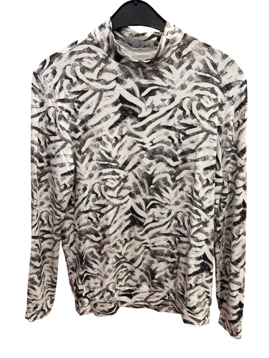 Shirt Weiß Braun und Schwarz Muster M - seidel