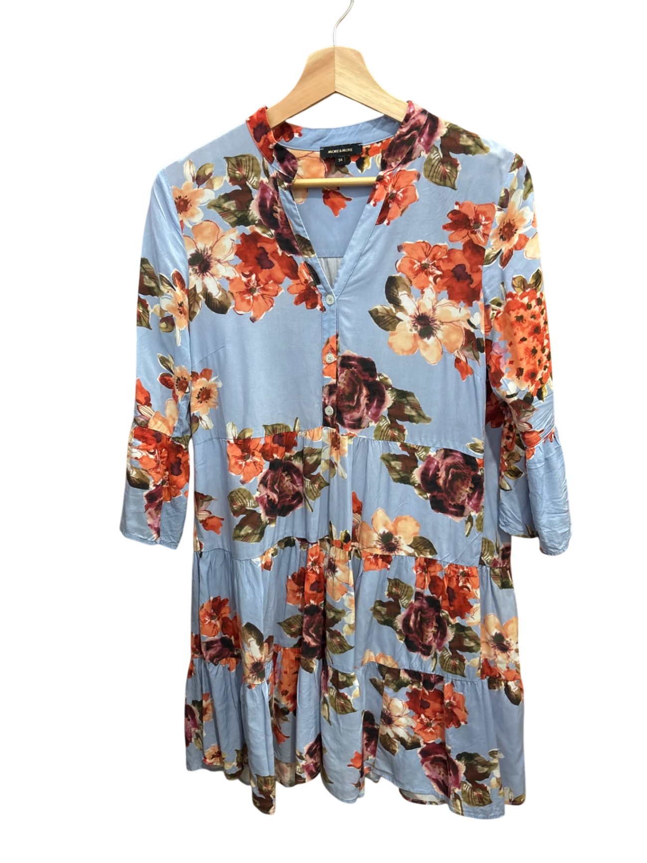 Kleid Blau, Rot, Creme, Grün, Dunkelrot, Violett S - MORE & MORE