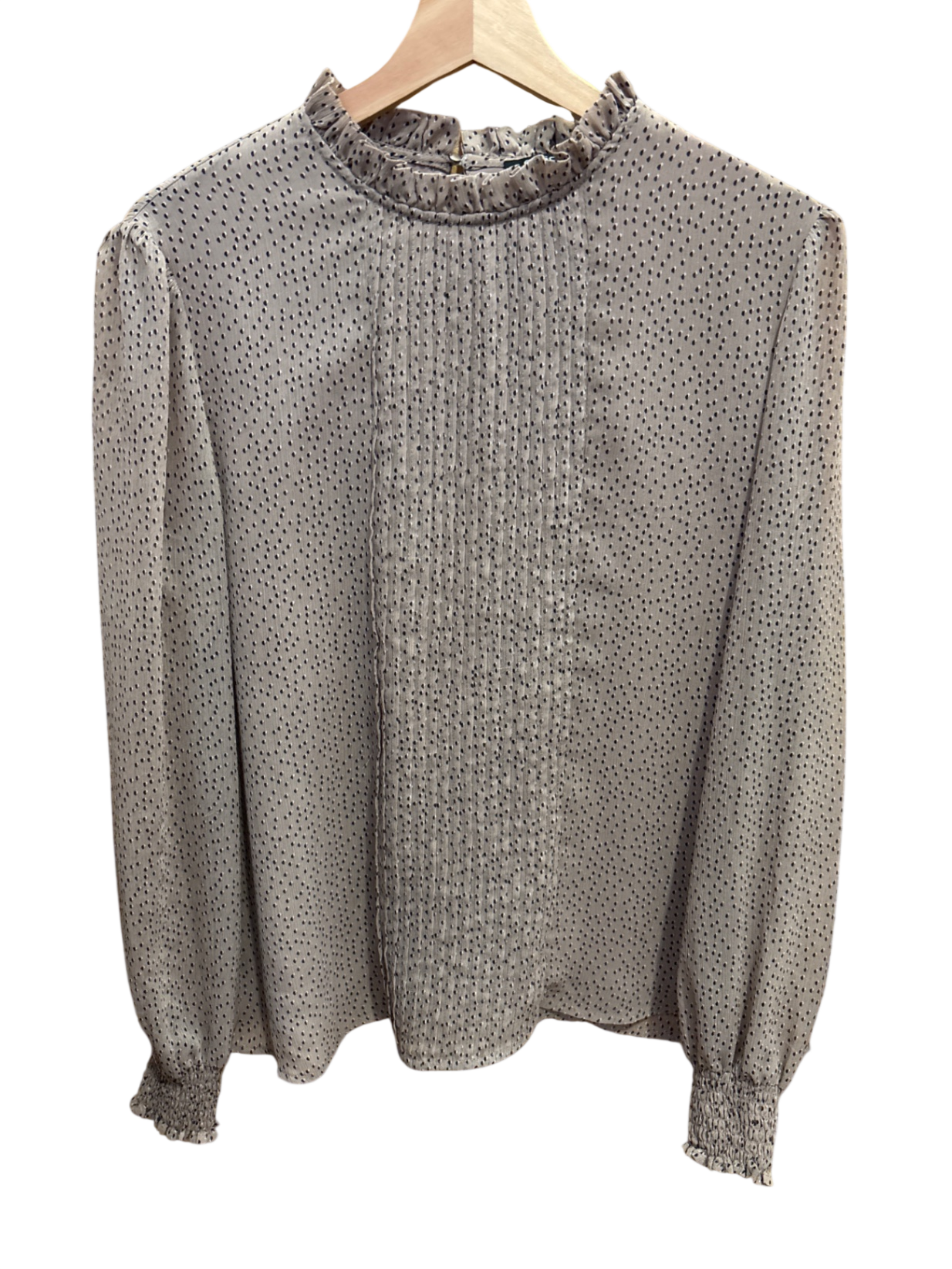 Bluse Beige mit schwarzen Punkten S - Unbekannt