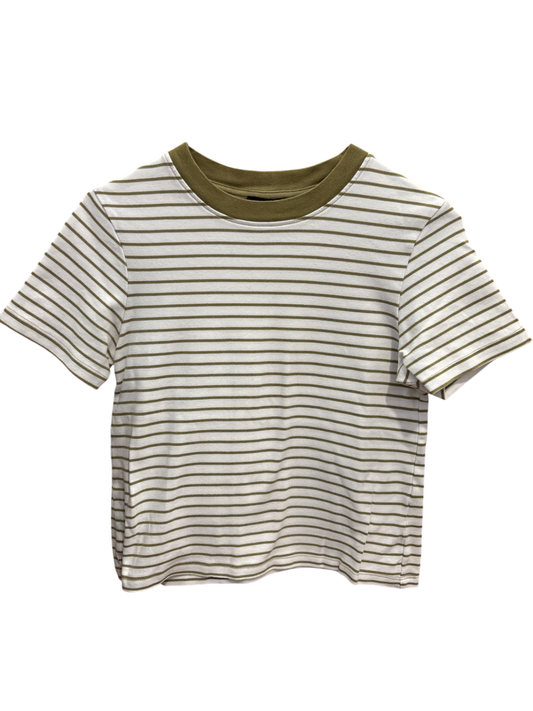 Shirt Weiß mit Olivgrün Streifen XS - C&A