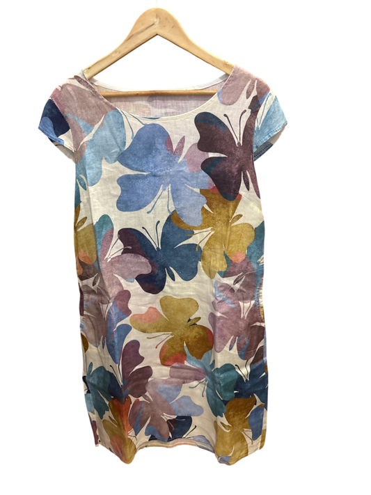 Kleid Mehrfarbig (Blau, Gelb, Braun, Lila, Rosa, Türkis) XL - Unbekannt