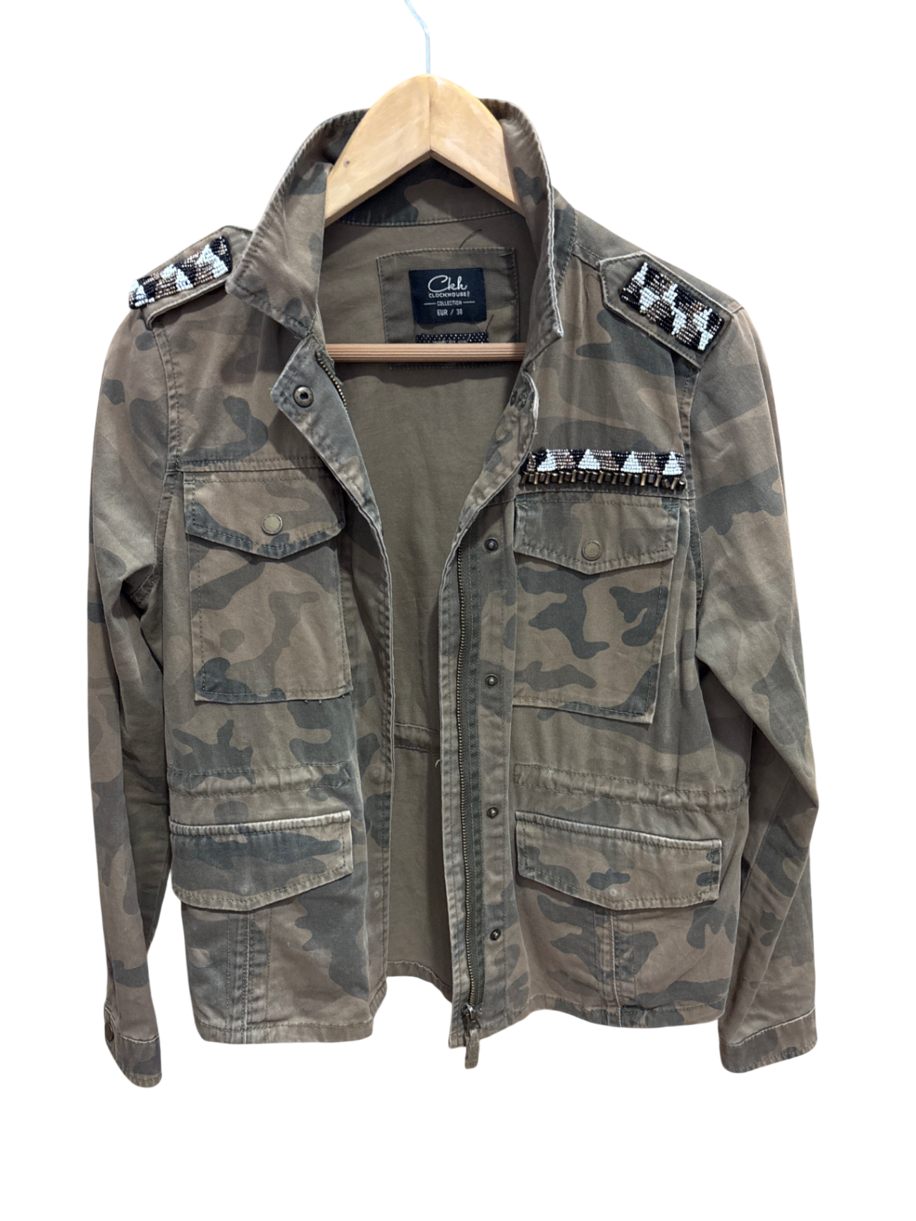 Jacke Beige und Grau Camouflage M - Clockhouse