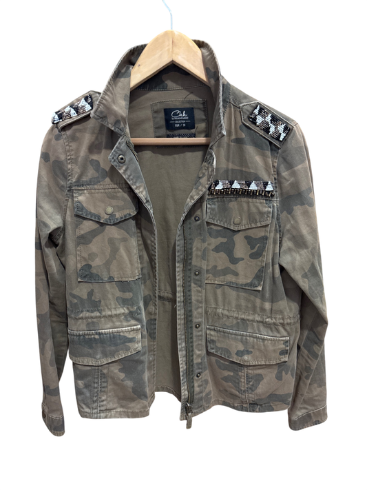 Jacke Beige und Grau Camouflage M - Clockhouse