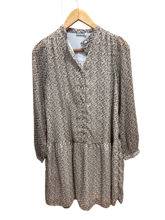 Kleid Beige mit braunen Mustern S - Unbekannt