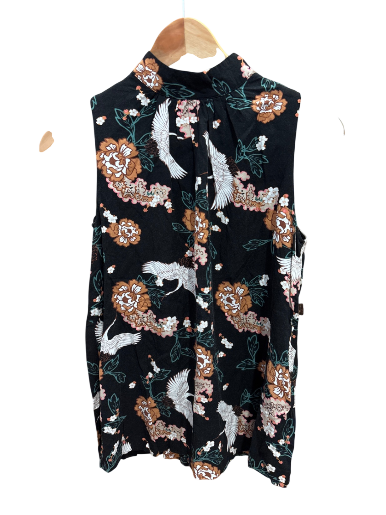 Bluse Schwarz, Blumen S - EDITED