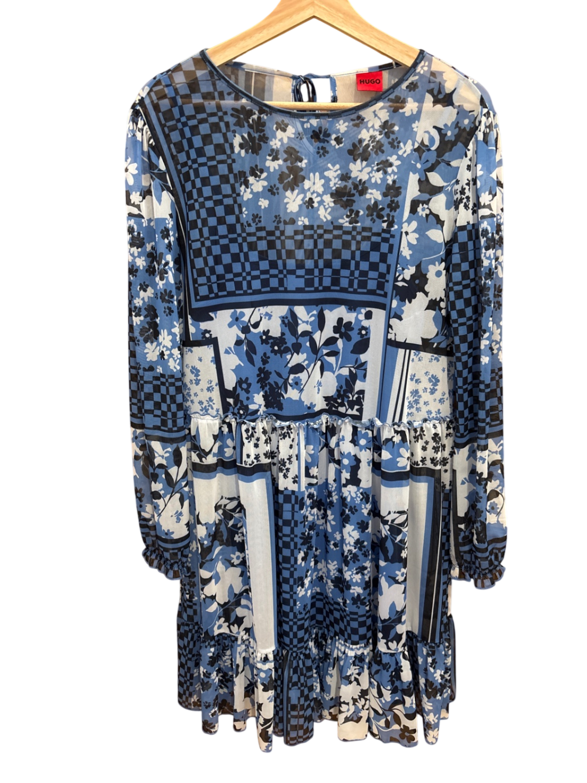Kleid Blau, Schwarz, Weiß Muster L - HUGO