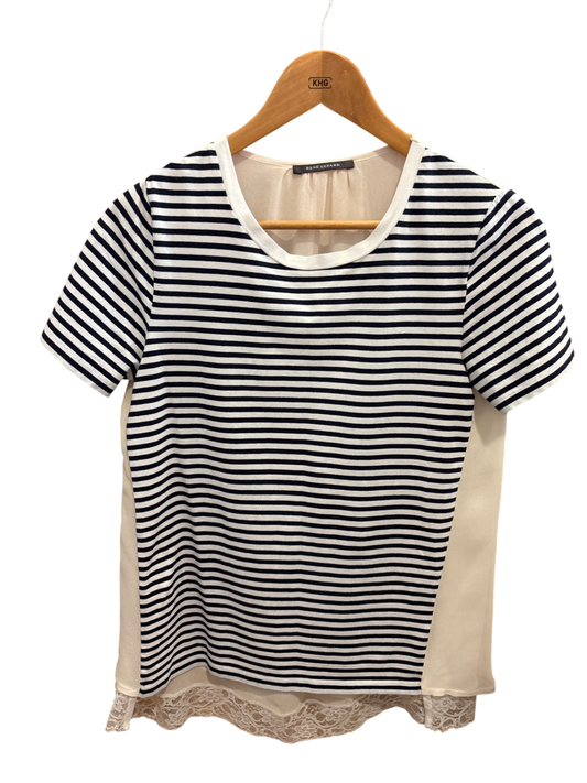 Shirt Weiß und Schwarz Streifen M - Rene Lezard