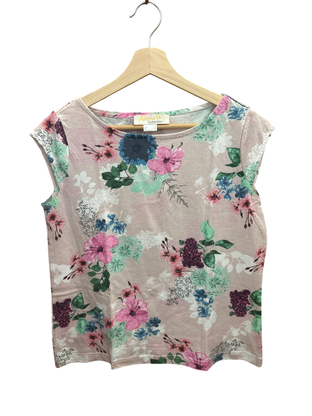 Shirt Beige mit buntem Blumenmuster M - Unbekannt