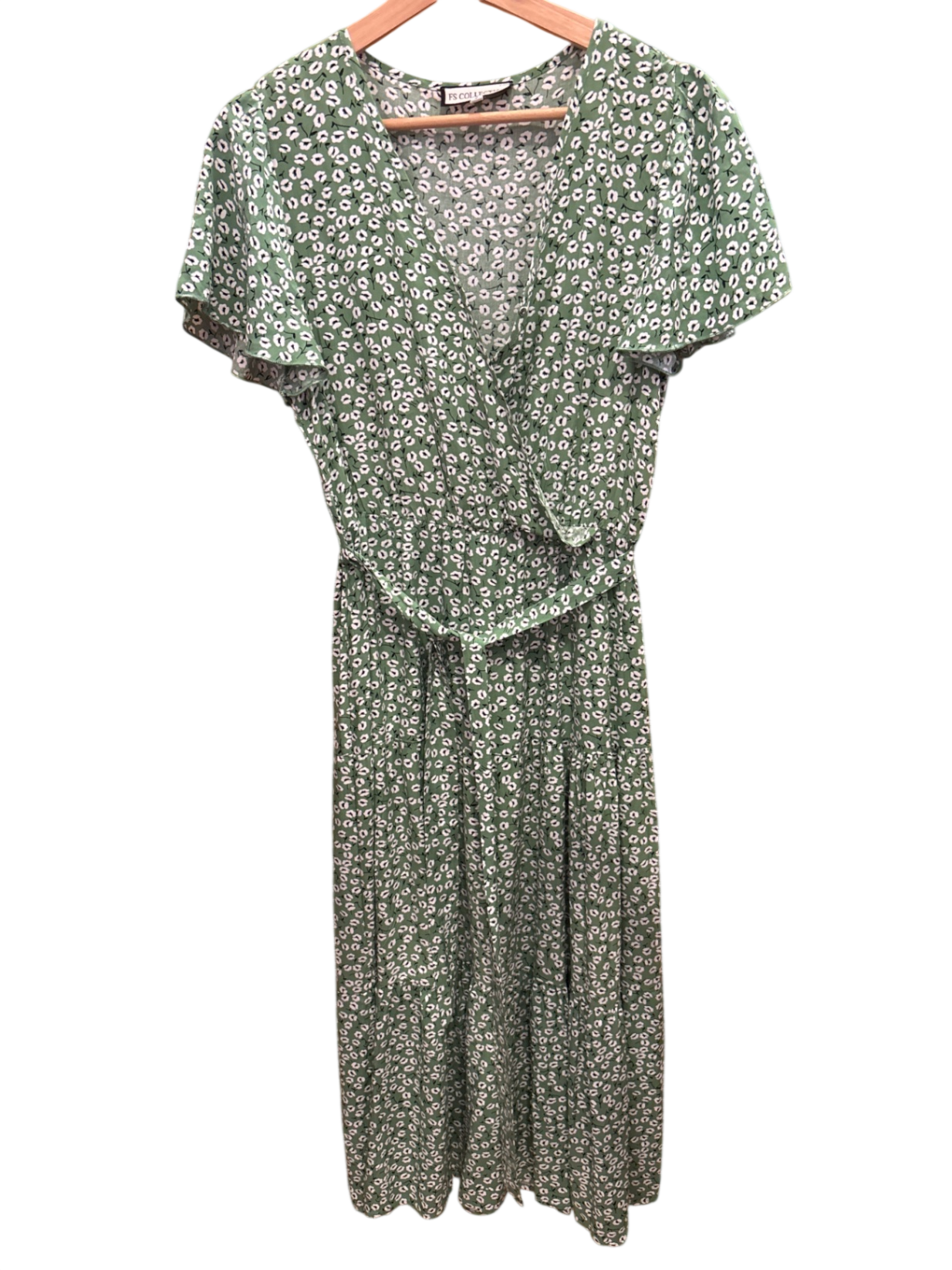 Kleid Grün mit weißem Muster S - Unbekannt