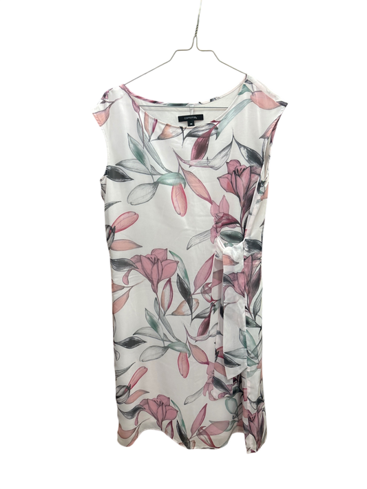 Kleid Weiß mit floraler Musterung in Rosa, Schwarz, Grün 38 - comma