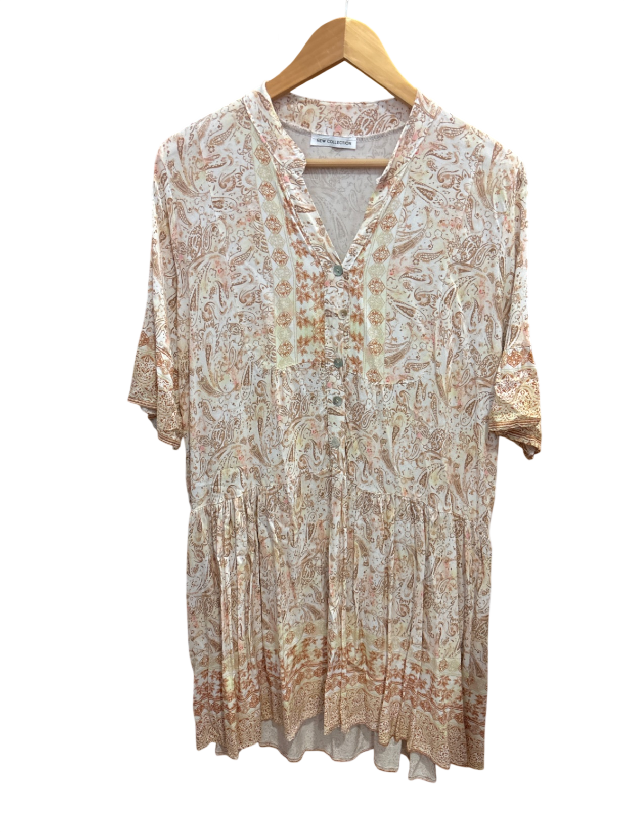 Kleid Beige mit Paisleymuster in Braun und Creme M - NEW COLLECTION