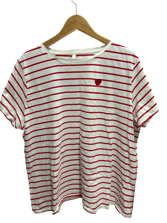 Shirt Weiss mit roten Streifen XL - Unbekannt