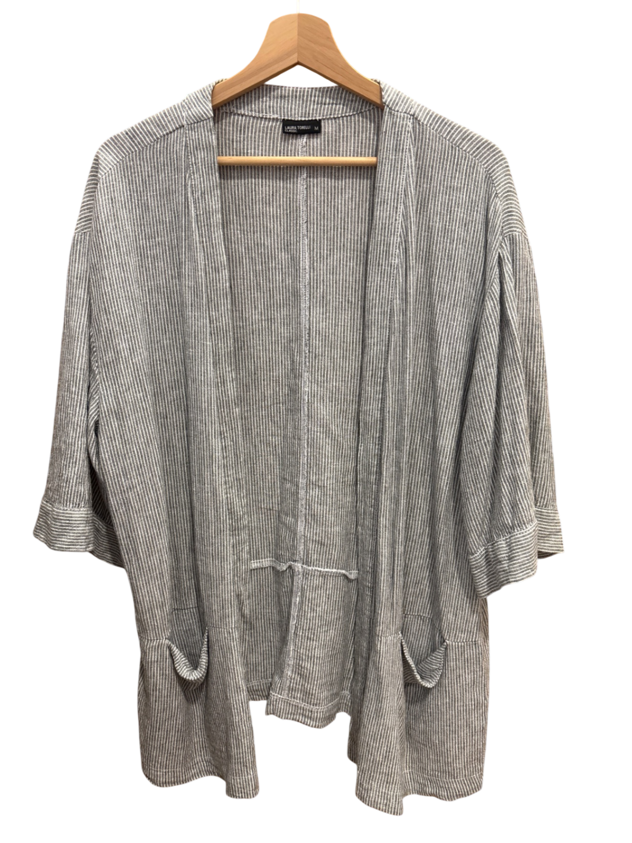 Bluse Grau Streifen M - Laura Torelli