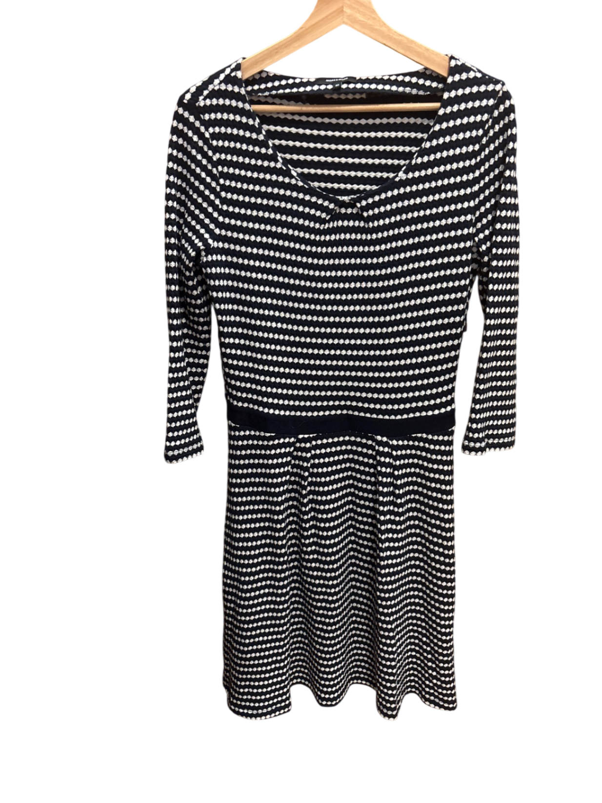 Kleid Dunkelblau Weiß Muster M - MoreMore