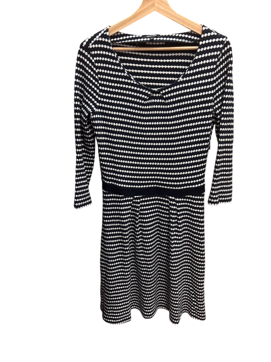 Kleid Dunkelblau Weiß Muster M - MoreMore