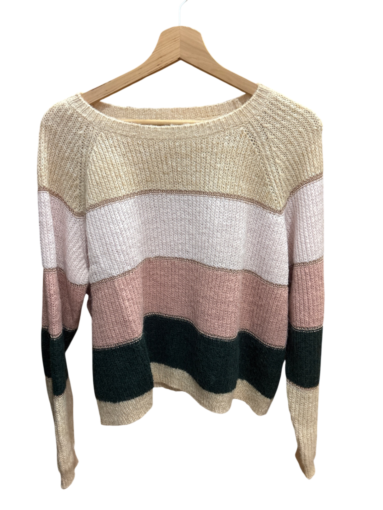 Pulli Beige, Rosa Streifen M - ONLY