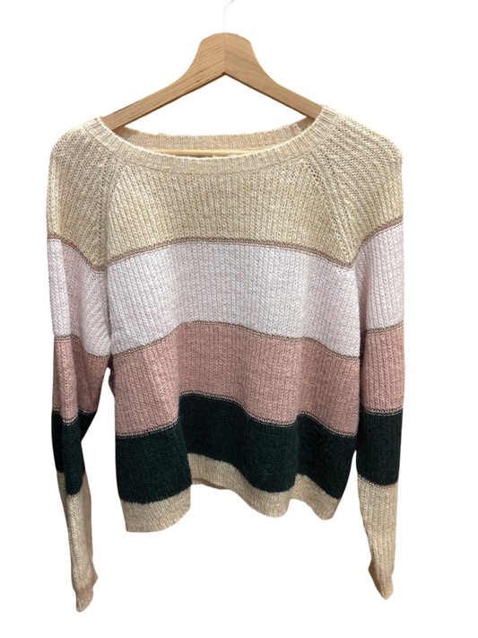 Pulli Beige, Rosa Streifen M - ONLY