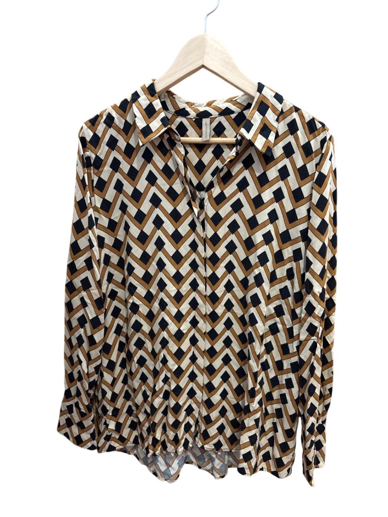 Bluse Beige, Schwarz und Braun Muster L - SoyaConcept