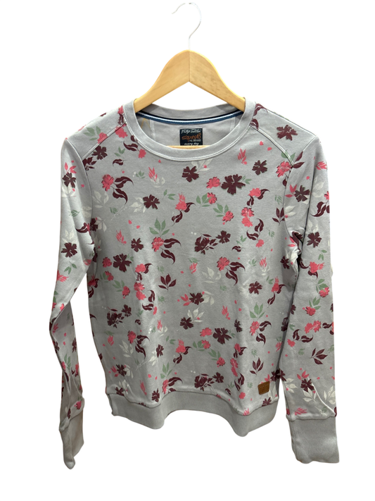 Shirt Grau mit rotem, rosa, braun und grünem Blumenmuster S - Squero