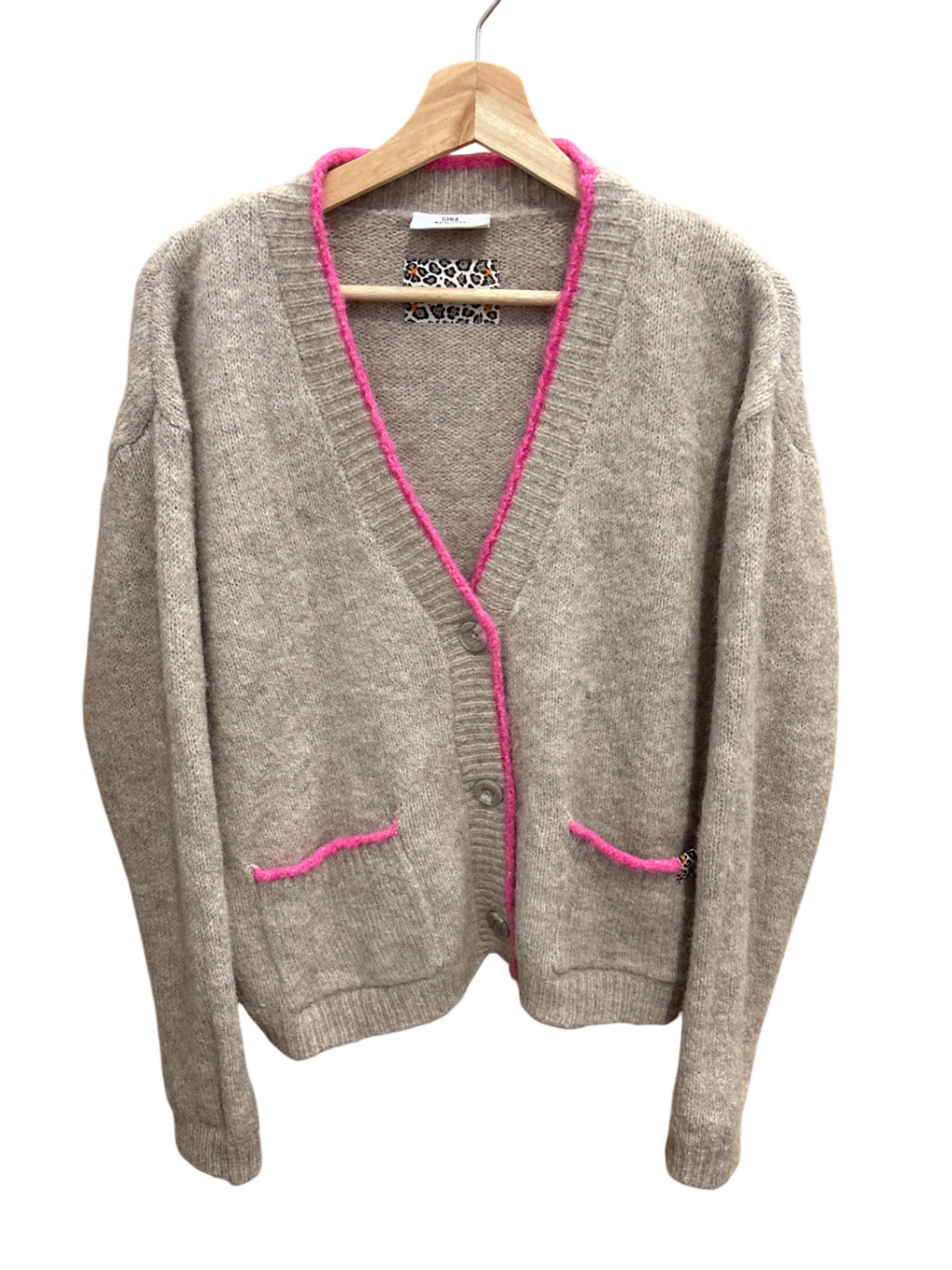 Strickjacke Beige mit Pink S/M  - Unbekannt