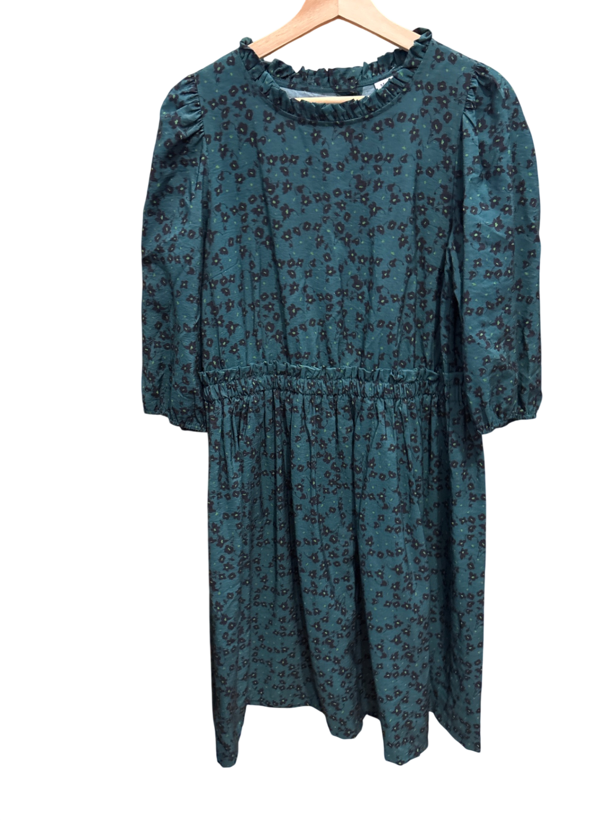 Kleid Dunkelgrün mit schwarzem Muster M - MarcoPolo
