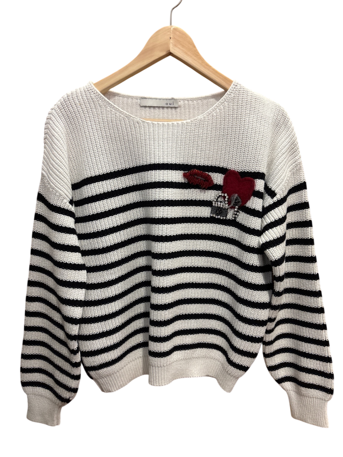 Pulli Weiß und Schwarz Streifen S - OUI