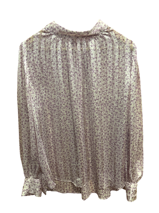 Bluse Beige mit lila Blumendruck XL - H&M