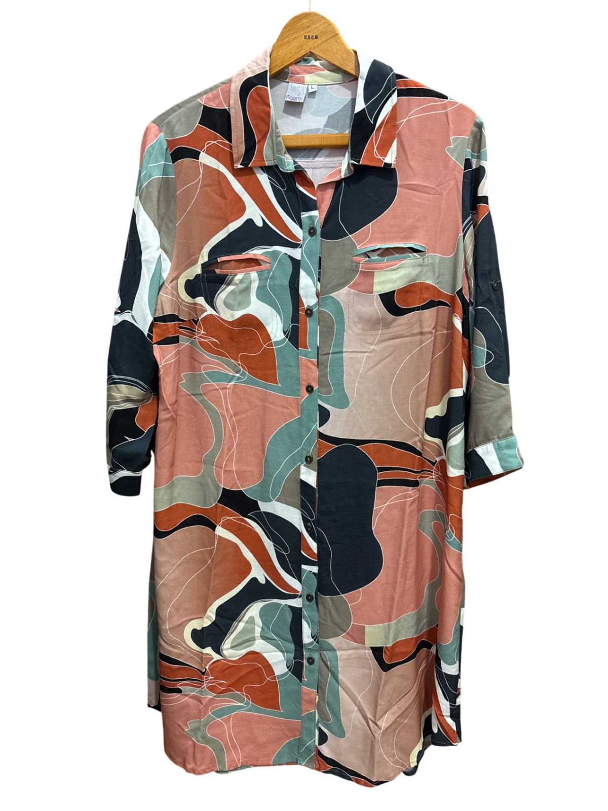 Kleid Multicolor (Pfirsich, Schwarz, Grau, Beige, Türkis, Rot, Weiß) L - liberty